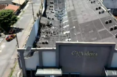 Teto de Igreja Videira desaba durante instalação de placas solares em Goiânia