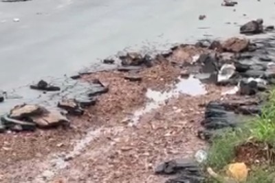 Asfalto de milhões em Caldas Novas não resistiu a uma chuva