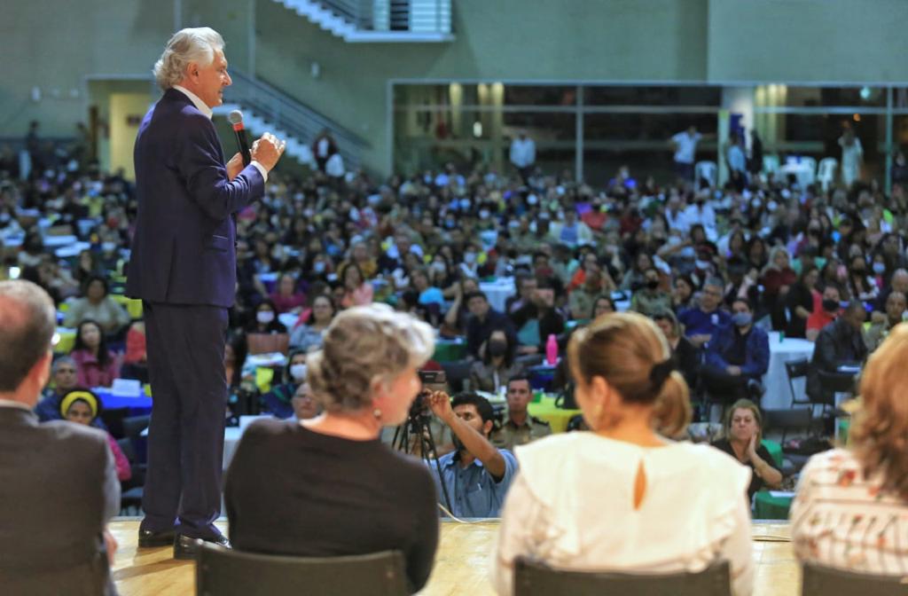 Governador Ronaldo Caiado durante 2° Encontro de Gestores da Rede Estadual de Educação de Goiás em junho deste ano